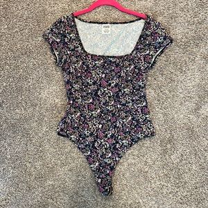Victoria’s Secret Pink Square Neck Floral Bodysuit